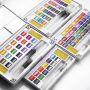 Watercolor Palette 12/18/24/36 Colors Portable Travel Solid Pigment Watercolor Paints Set With Refillable Water Brush Pens