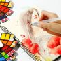 18 Color Fan Solid Watercolor Pigment Set 42 Transparent Watercolor Paint