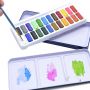 12/18/24/36 vivid neon metallic colors in pocket box with metal ring and bonus watercolor brush perfect for student kid beginner
