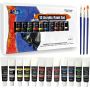 acrylic paints 12 ml art 12 acrylic color paint with 3 Brushes, Rich Pigments, Non-Fading Paints for Artist