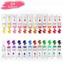 24 color acrylic paint set hot sell 24 12ml acrylic paint set with 3 brushes for Canvas, Wood, Clay, Fabric, nail acrylic paint