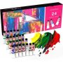 artist acrylic paint art set 24 colors tube acrylic paint 22ml for for Canvas, Leather, Rocks, Glass