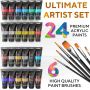 24colors 38ml acrylic paints tube with 6 nylon brushes acrylic colors for painting