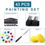 43pcs acrylic paint set professional 24 acrylic paint colors with brush,palette for painting art