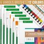artist painting set 12ml colors paint supplies with 3 Canvas Panels, 6 Brushes & Wooden Knife for art set painting