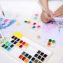 watercolor paint set 48 color paint with 2 water brush pens for artist and children solid watercolor