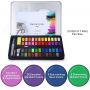in watercolor tin box water color paint set with Brushes, Pencil, Sponge, Pen, and others paint supplies