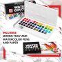 professional 48color artist watercolor paint set with 2 brush pens, palette and 20sheets watercolor pape