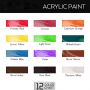 profession 12x12ml non toxic acrylic paint for kids and adults