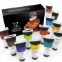 12pcs acrylic paint set 75ml and custom logo on the tube and package