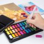 new design 36colors art solid watercolor paint with water brush pen painting brush