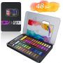 art supplies 48 colors watercolor paint set with 8 watercolor paper 1 white watercolor paint and others for painting