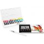 professional 48color artist watercolor paint set with 2 brush pens, palette and 20sheets watercolor pape