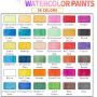 36 colors watercolor paint set with Brushes, 8 pcs Paper water activated paint for art and student water color paint