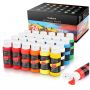 Non-Toxic Craft Paints with 3 Brushes,30 Colors 60 ML Acrylic Paint Set For Multi-Surface Paint