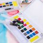 Wholesale 12 18 24 36 colours kids mini watercolor paper watercolour paint set with tin box
