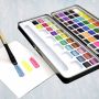 Fast shipping portrait drawing water color 72 colors solid watercolor set with tin-box