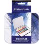 Custom 10 18 24 colors individually wrap travel mini tin box watercolor paints watercoloring kit