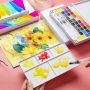 OEM water coloring natural tin pan kids paint watercolor 24 colors Colors 18 basic 6 metallic color