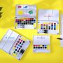 Wholesale 12 18 24 36 colours kids mini watercolor paper watercolour paint set with tin box