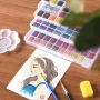 Professional factory 50 colors water color palettes aquarelle brush pretty excellent watercolor set