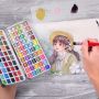 Various 100 Colors Solid metallic watercolor paint set water color with 50 basic 36 metallic 8 neon 6 macaron