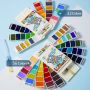 Superior China Style 32/56 Colors Solid Watercolor Paint Set Pocket Travel Bright Color Fan Shape Paint Set With Paint Brush