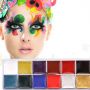 12Colors+10Pcs Watercolor Paint Brushes Set Face and Body Paint Non-toxic Artist Suppliers