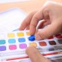 Factory Direct 24 Colors water color paint set cake packaged into black metal box