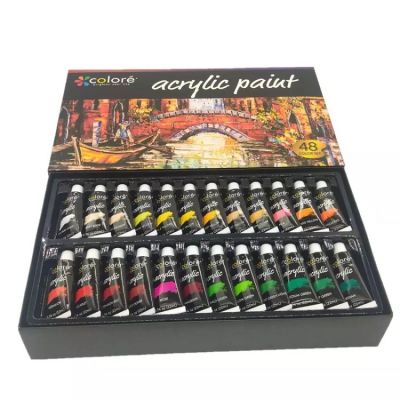 48 Colors Fine Acrylic Paint Set Gouache Pigment Box Sketch Painting Art Paint Set