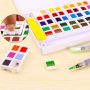 Superior Solid Watercolor Paint Set 36 Colors Travel Pigment Paints with Paintbrush for Students Art Supplies