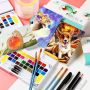 18 ColorsSolid Watercolor Paint Set With Paint Brush Portable Water Color Pigment For School Students Beginner Art Supplies