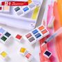 Superior Solid Watercolor Paint Set 30 Colors Travel Pigment Paints with Paintbrush for Students Art Supplies