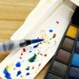 Superior 33 Colors Solid Watercolor Paints Pigment With Water Brush Gift Pen Pocket Travel Fan Shape Solid Watercolor Paint