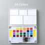 24 Colors Solid Watercolor Paint Set With Paint Brush Portable Water Color Pigment For School Students Beginner Art Supplies