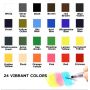 24 Assorted Vibrant Solid Colors in Tin Box with Refillable Water Brush Pen Watercolor Paint Set