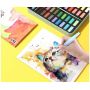 Black Tin Solid Cakes Children Painting Art Watercolor Paint Set With Brush pen