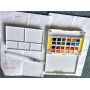 Portable 24colors travel water color sold paint with 2 sponges and 1 water brush pen and mixing palette