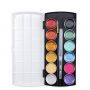 Hot Selling Wholesale 12 Colors Semi Moist Glitter Metallic Watercolor Paints With One Brush Pen For Art Painting
