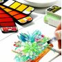 42 Colors Professional Fan Shaped Solid Water Color Painting With Water Brush For Drawing