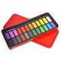 Autumn Water 24 Colors Portable Solid Watercolor Set Solid Water Color Paints Set with Paint Brush Iron Box for Drawing Painting