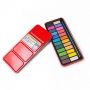 24 Colors Portable Solid Watercolor Set with Paint Brush Iron Box for Drawing Painting