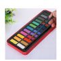 24 Colors Portable Solid Watercolor Set with Paint Brush Iron Box for Drawing Painting
