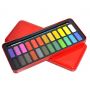 24 Colors Portable Solid Watercolor Set with Paint Brush Iron Box for Drawing Painting
