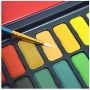 24 Colors Portable Solid Watercolor Set with Paint Brush Iron Box for Drawing Painting