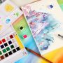 High Quality 24 colors with one water brush pens solid watercolor set for drawing