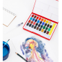 Faber Castell Artist 36 Colors Solid Watercolor Set With Dismountable Palette Paint Brush Sponge For Beginner Kids Painting