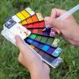 Professional 42 Colors Foldable Solid Watercolor Artist Paint Set With Water Brushes Sponges For Drawing Design
