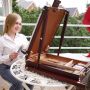 Dark Red Portable Tripod Stand Artist French Easel For Outdoor Painting