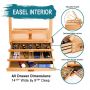 Adjustable Artist Tabletop Sketchbox Easel- Multi-Function Solid Beech Wood Storage Box Easel with 3-Drawer for Art